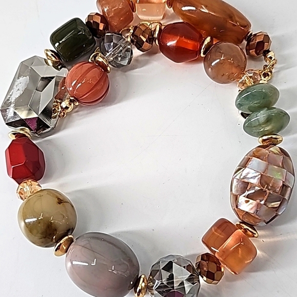 Chico's Orange Sage Gold Tone Stones & Baubles Necklace - Picture 10 of 14